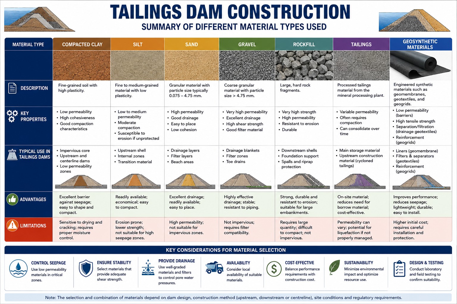 tailings dam construction material